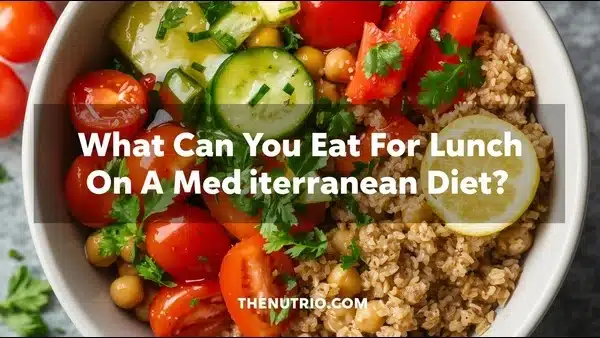 Mediterranean diet lunch bowl with quinoa, chickpeas and fresh vegetables